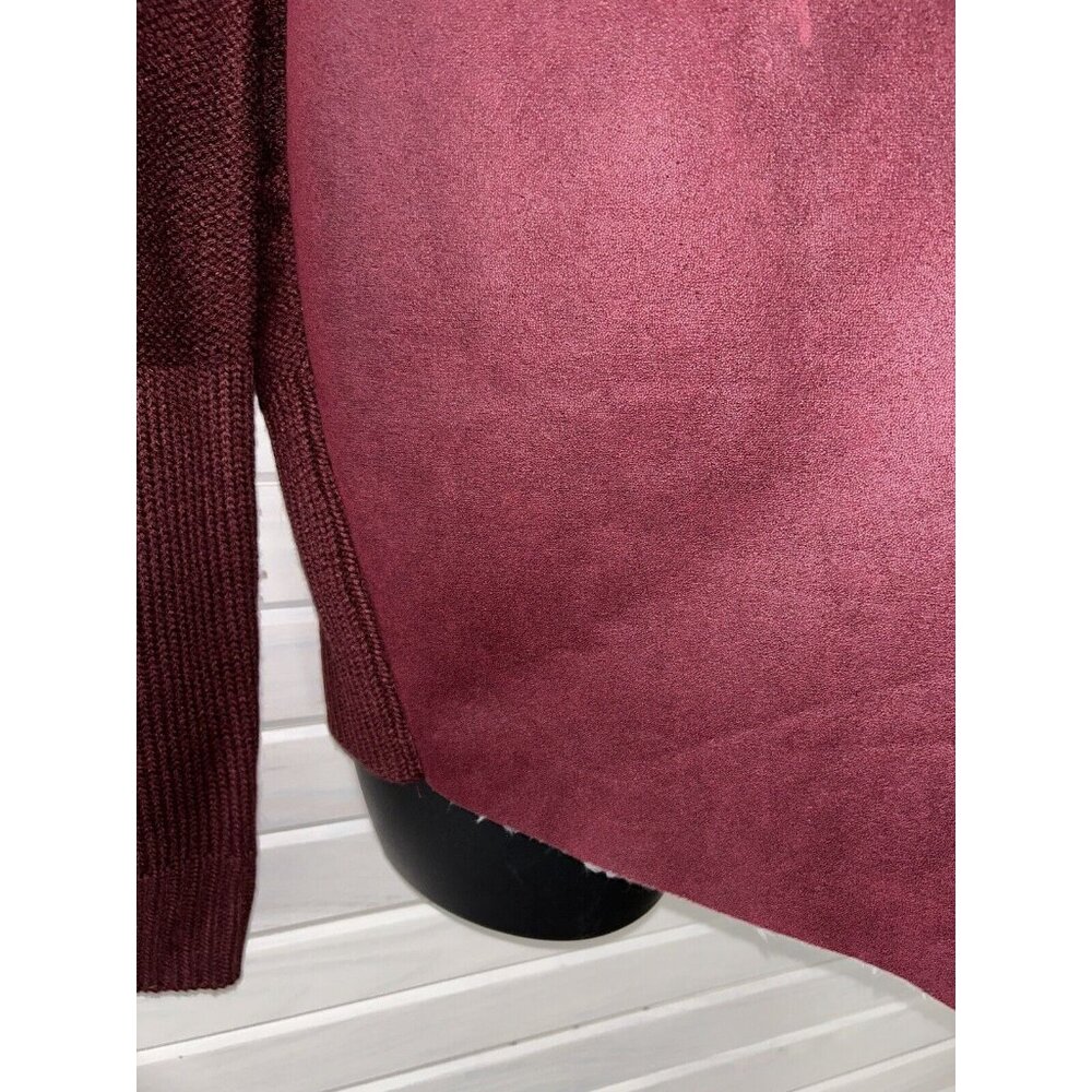 Cavalini Sz PLUS 2X Shawl Collar Faux Suede Sherpa Lined Jacket Burgundy EUC - Picture 6 of 10